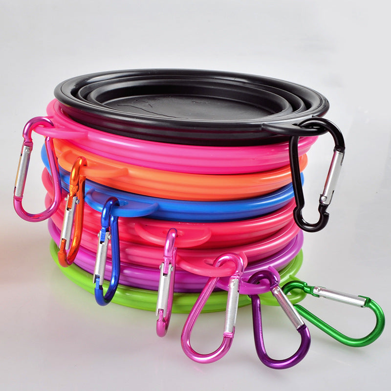 Outdoor folding silicone pet bowl