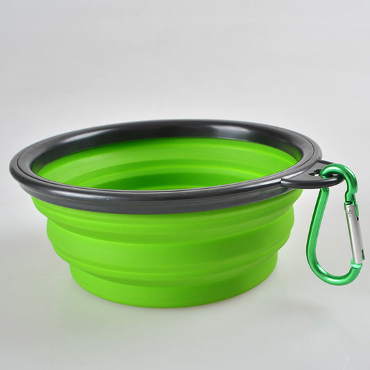 Outdoor folding silicone pet bowl