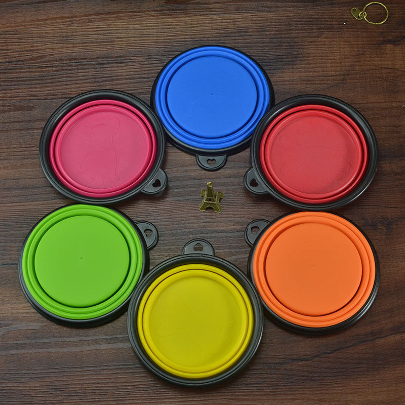 Outdoor folding silicone pet bowl